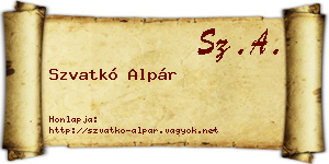 Szvatkó Alpár névjegykártya
